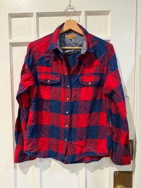 JACHS Girlfriend Red and Navy Plaid Button-Up Shirt